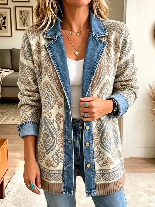Amelia | Retro Ethnic Denim Patchwork Stylish Jacket