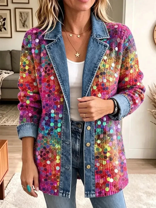 Eleanor | Retro Shiny Sequins Pattern Jacket