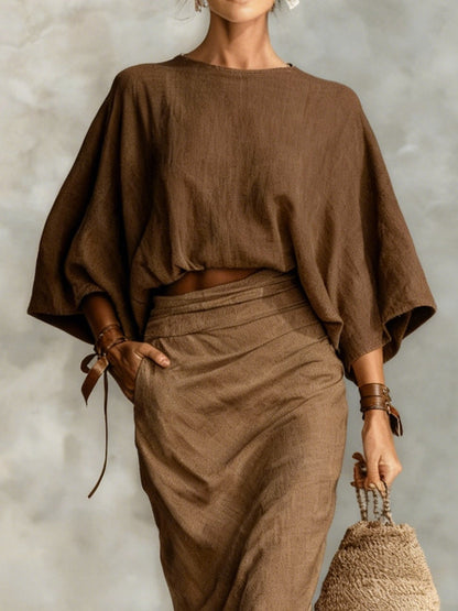 Ashley Batwing Sleeve Top and Long Skirt Set