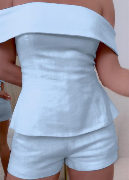 Blessy White Cotton and Linen Two-piece Suit