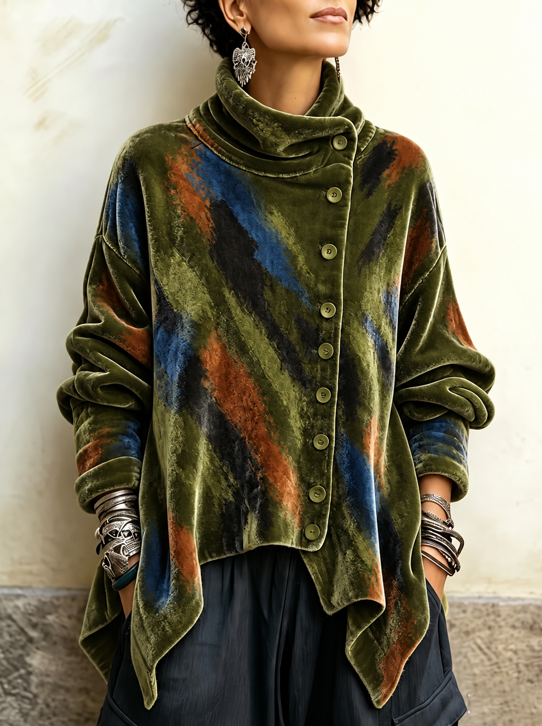 Women's Velvet Cowl Neck Top