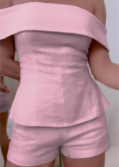 Blessy White Cotton and Linen Two-piece Suit