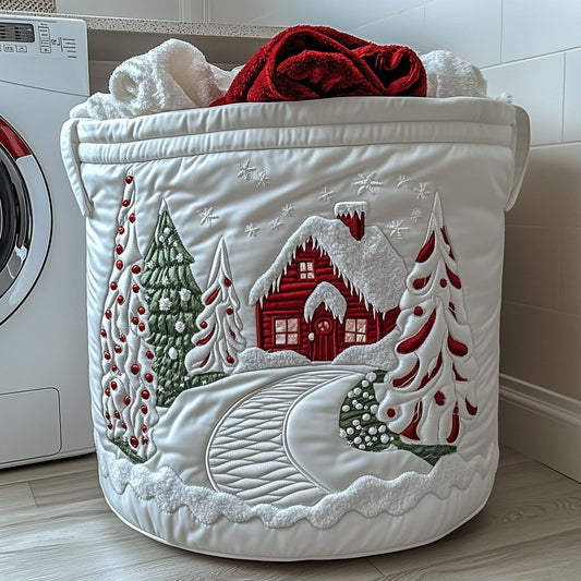 Snowy Candy Cane Lane Laundry Basket - 2