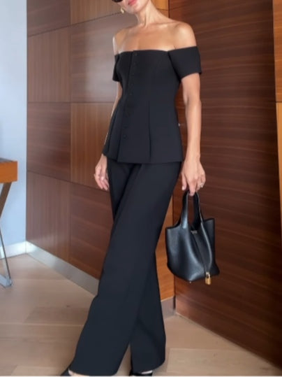 Liane Off-Shoulder Vest Suit