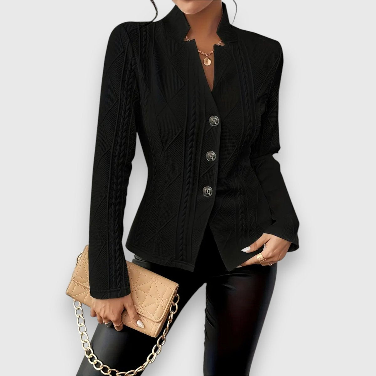Loretta | Textured Button-Front Cardigan